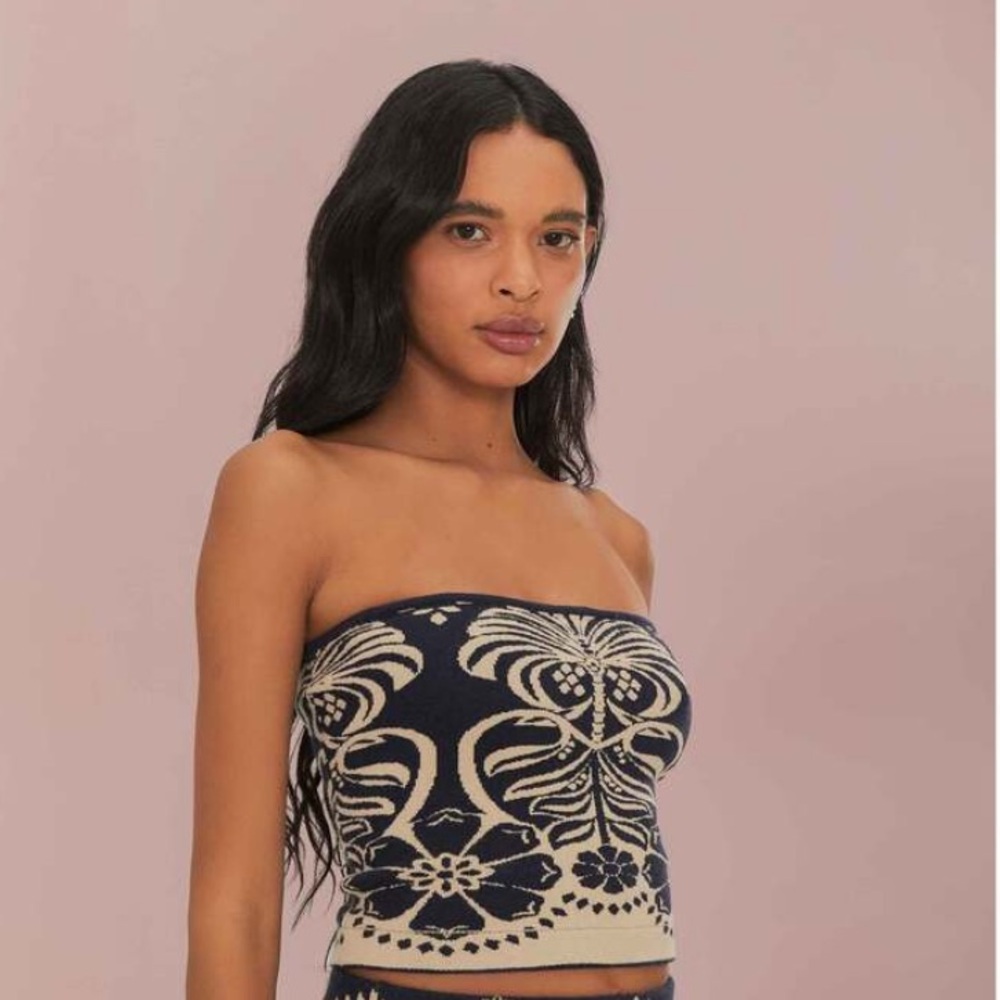 NWT Farm Rio Navy Anika Knit Top